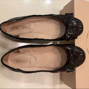 Prada patent leather ballet slips purple
